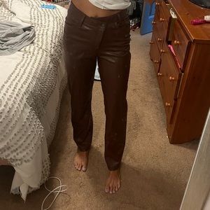 Curve love criss cross waistband vegan leather 90s straight pant